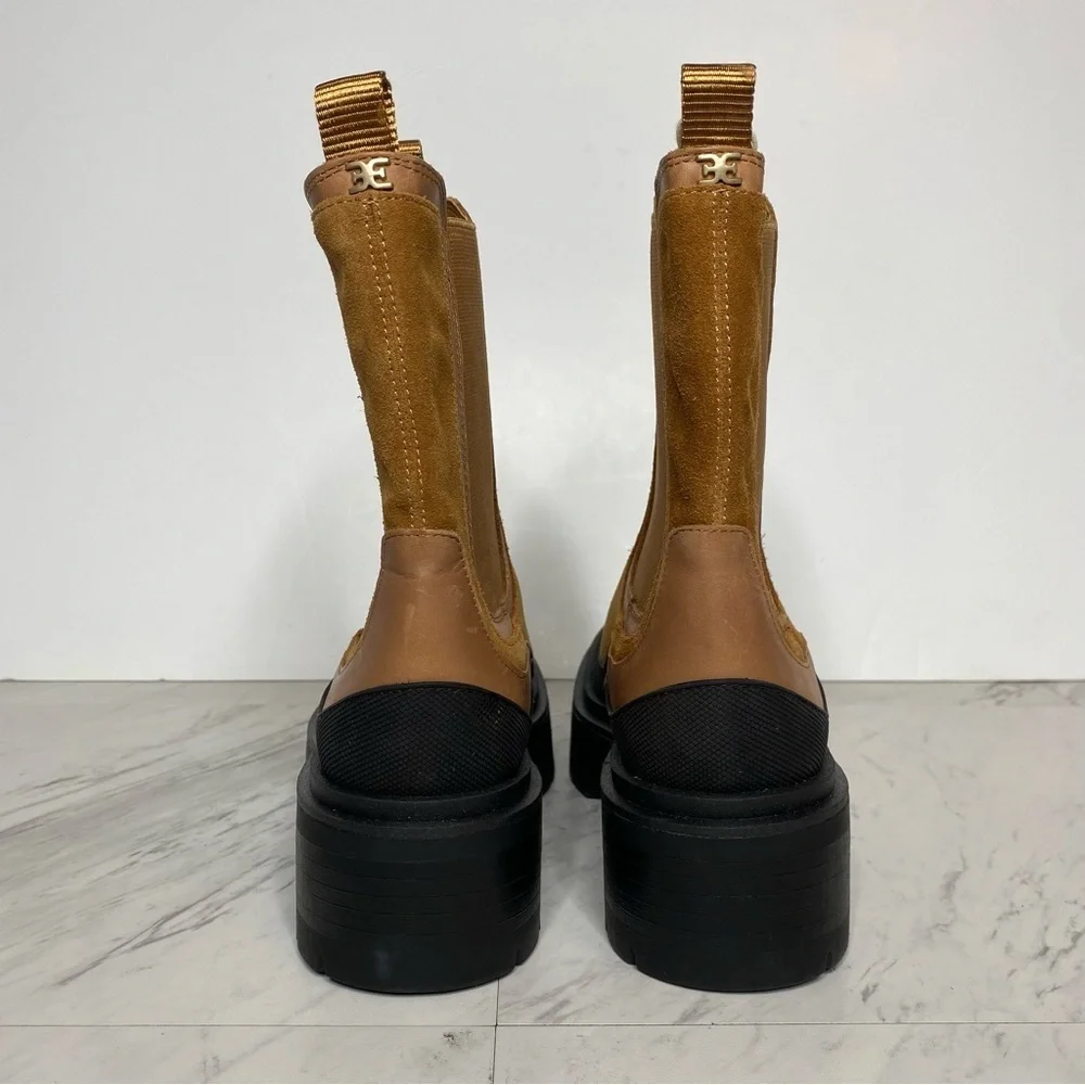 New! Sam Edelman Lulia Brown Suede Lug Sole Chelsea Boot 7 1/2 M